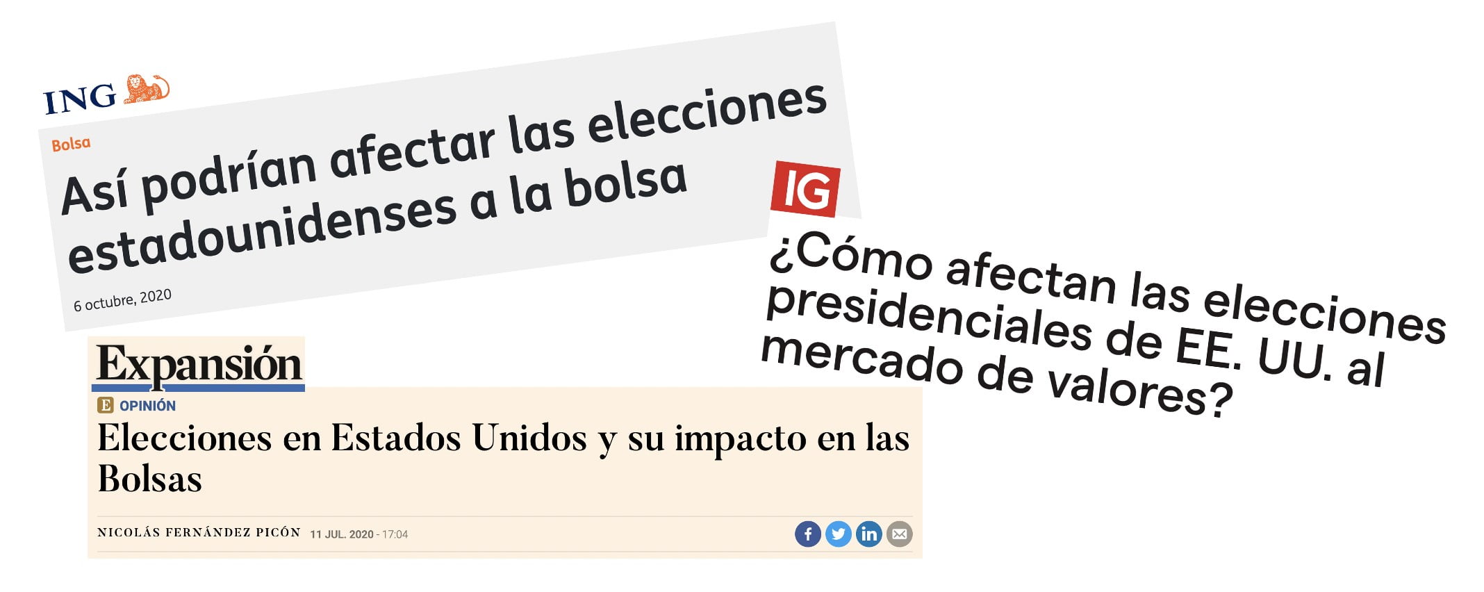 Titulares de periódicos efecto elecciones USA en Bolsa
