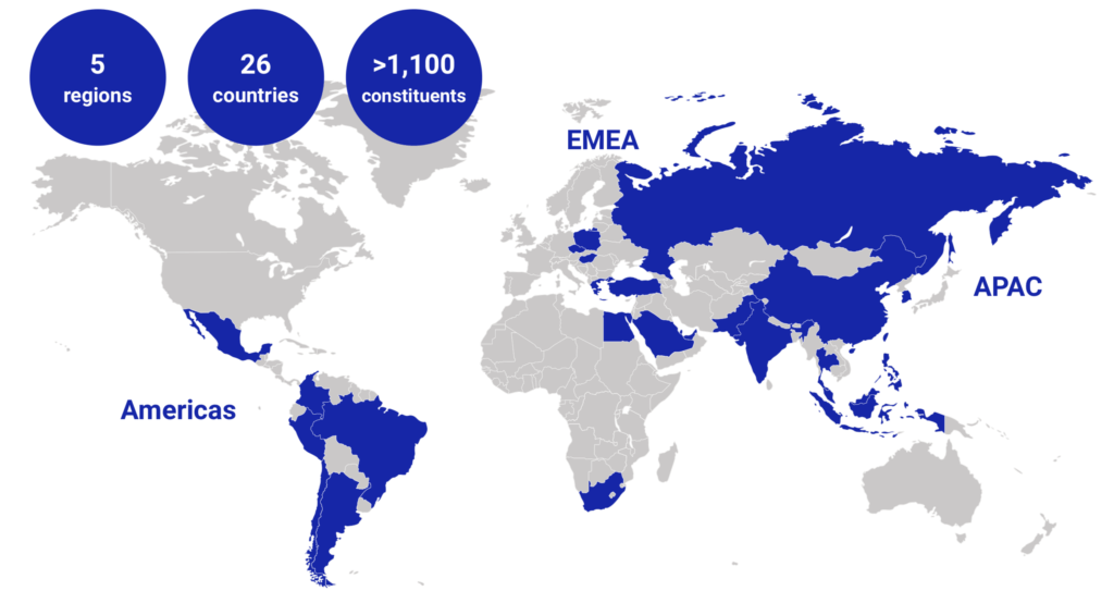 msci-emerging-markets gráfico mapa mundi paises representados